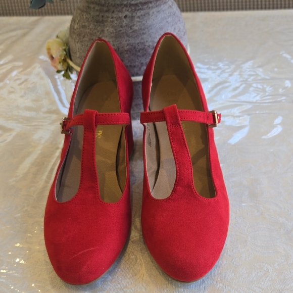 Dream Pairs Shoes - Dream Pairs Vibrant Red T-Strap Flats